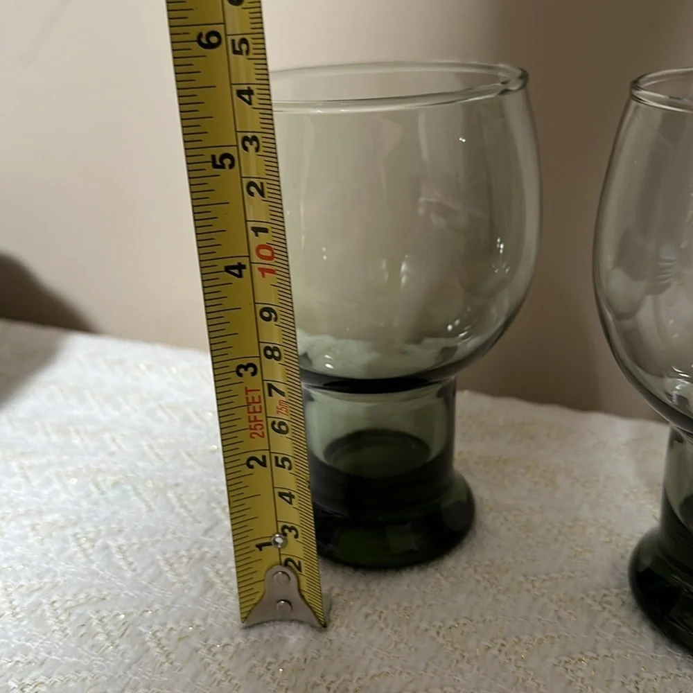 Vintage MCM EUC Set of 2 Federal Glass Sundown Smoke Gray Pedestal Beer Glasses